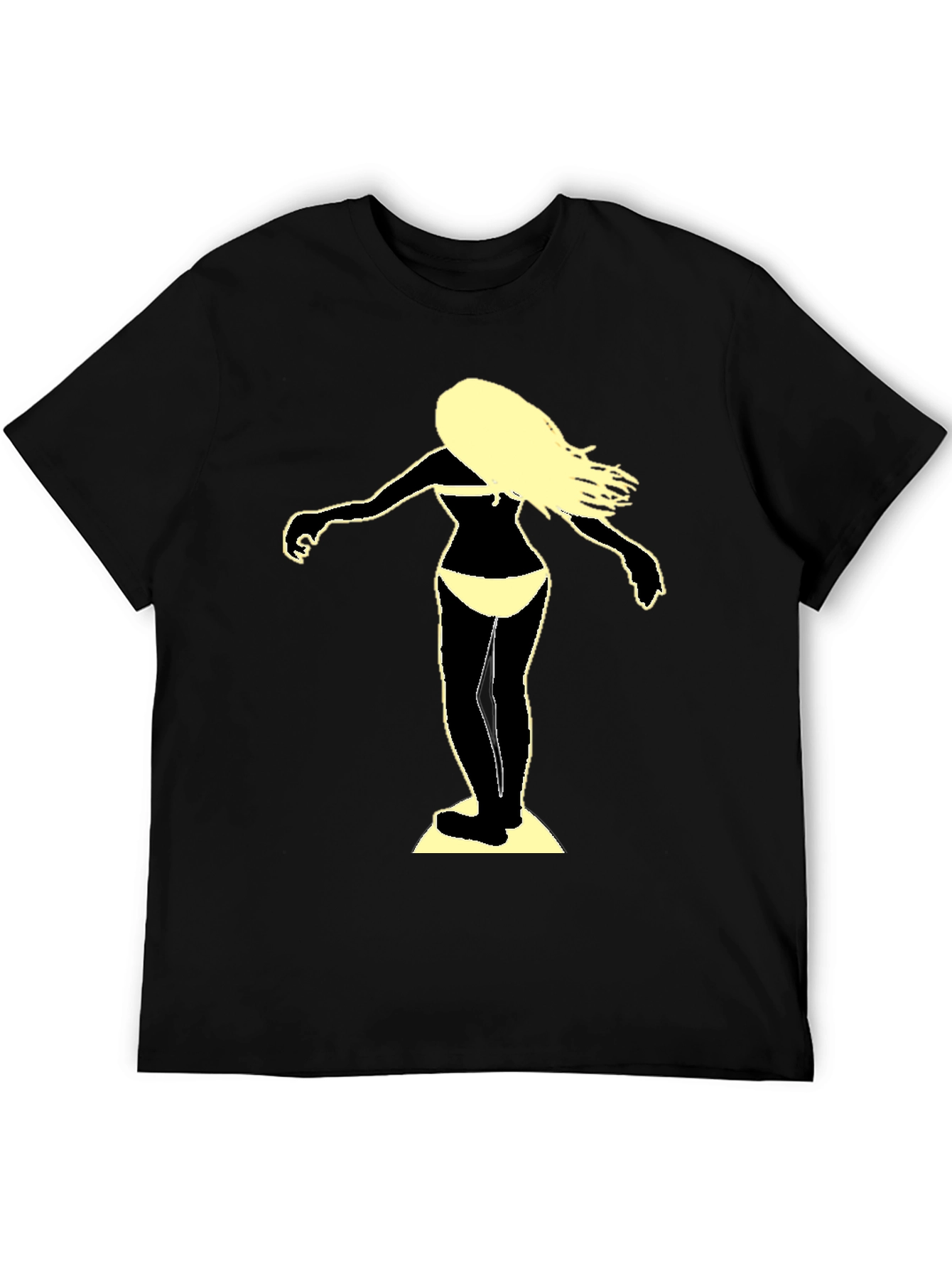 Surfer Girl Graphic Tee - Black Cotton T-Shirt
