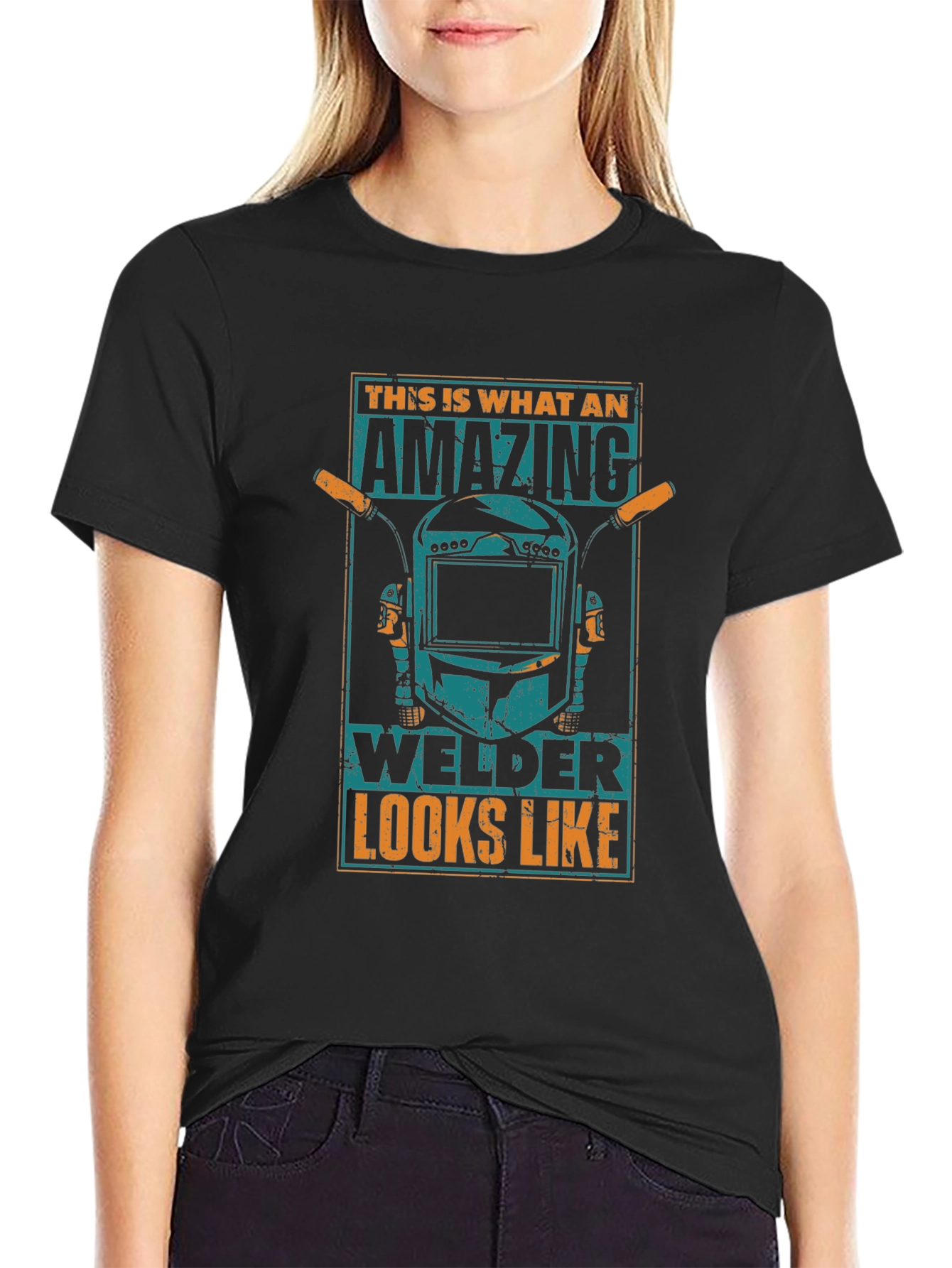 Amazing Welder T-Shirt: Black Cotton Blend