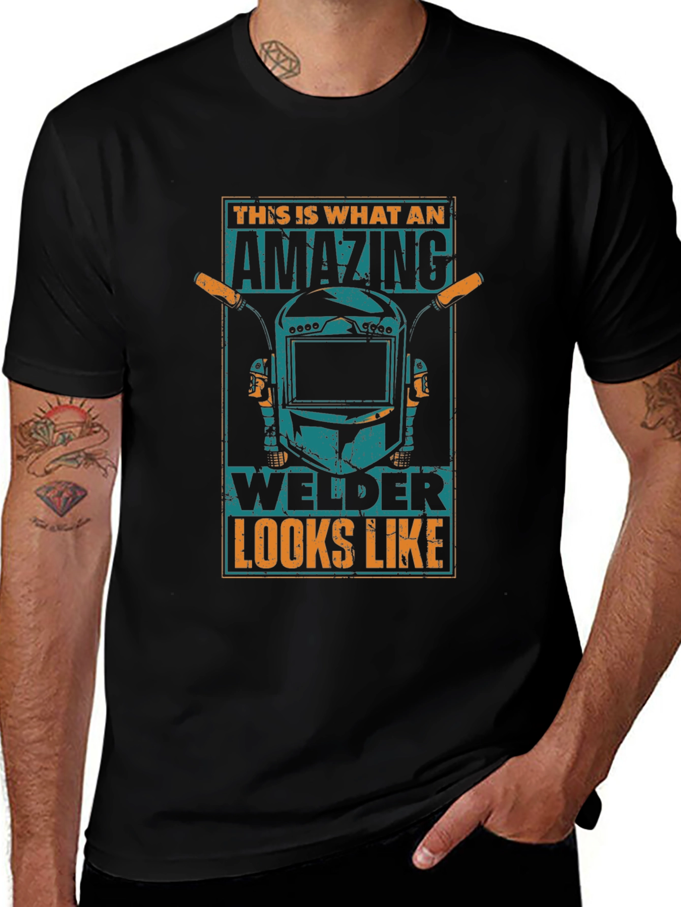 Amazing Welder T-Shirt: Black Cotton Blend