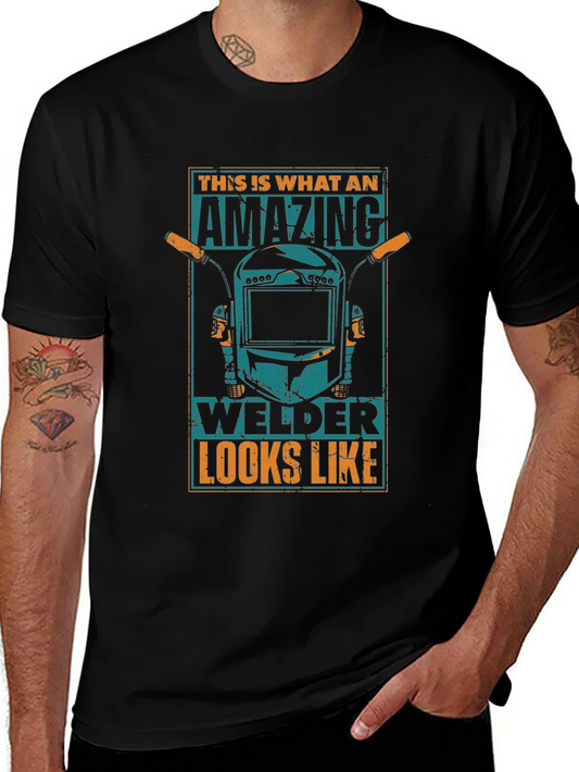 Amazing Welder T-Shirt: Black Cotton Blend