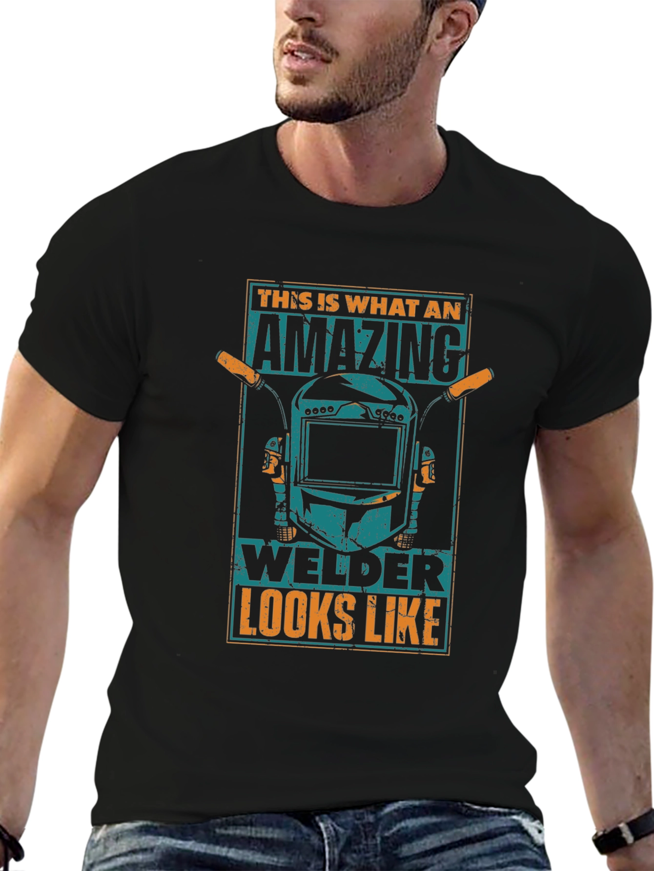 Amazing Welder T-Shirt: Black Cotton Blend