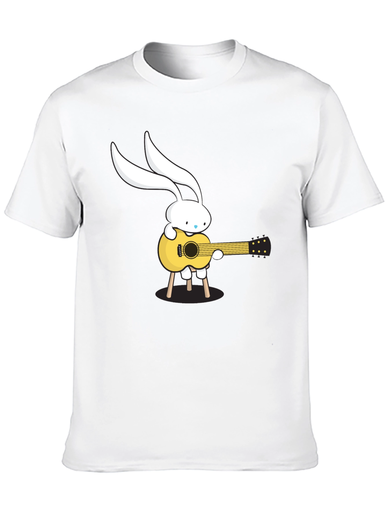 Bunny Guitarist Graphic Tee - Black Cotton T-Shirt