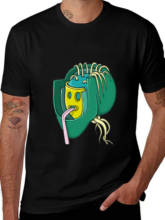 Black T-Shirt with Cartoon Graphic