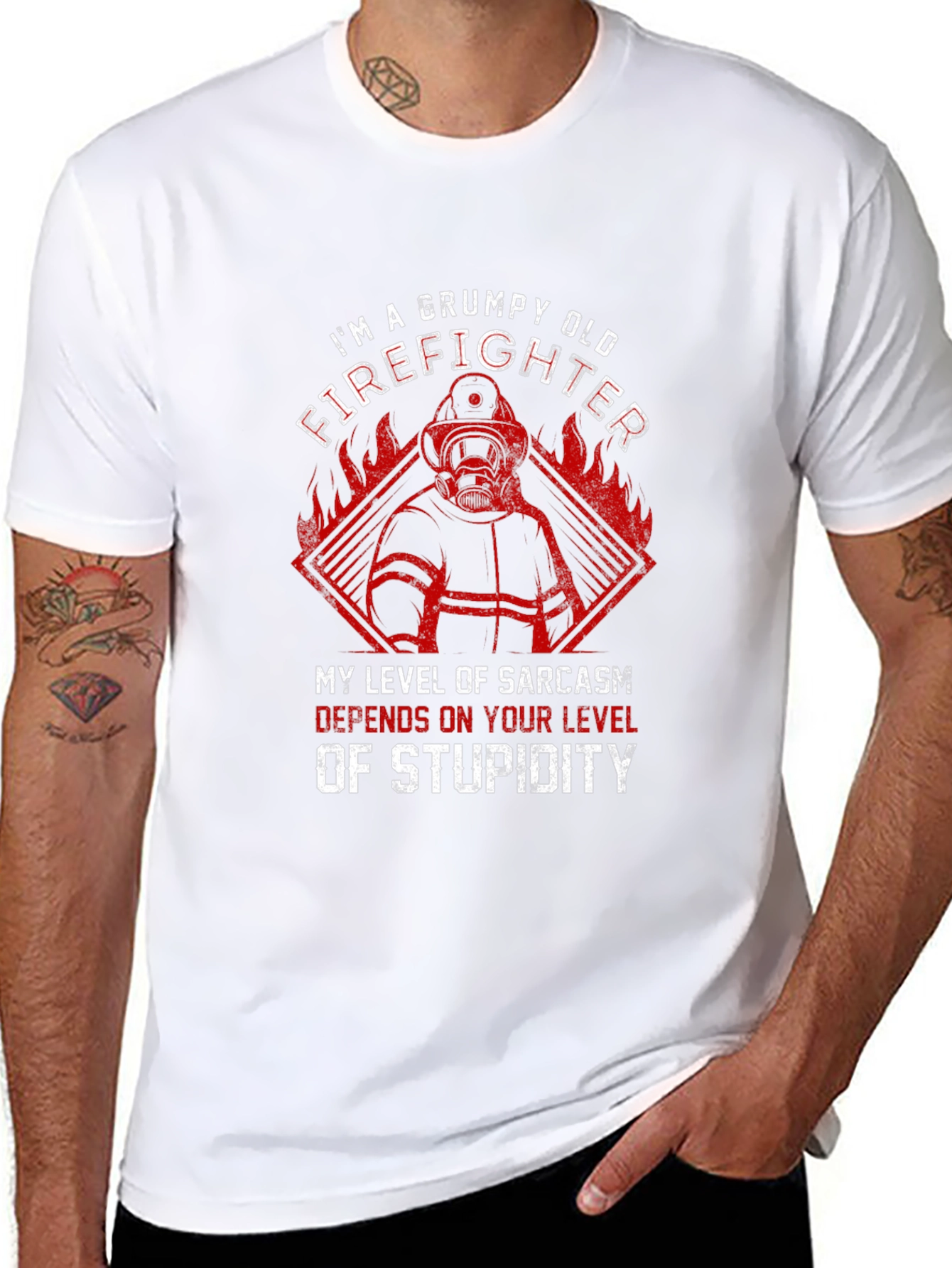 Grumpy Old Firefighter Graphic T-Shirt