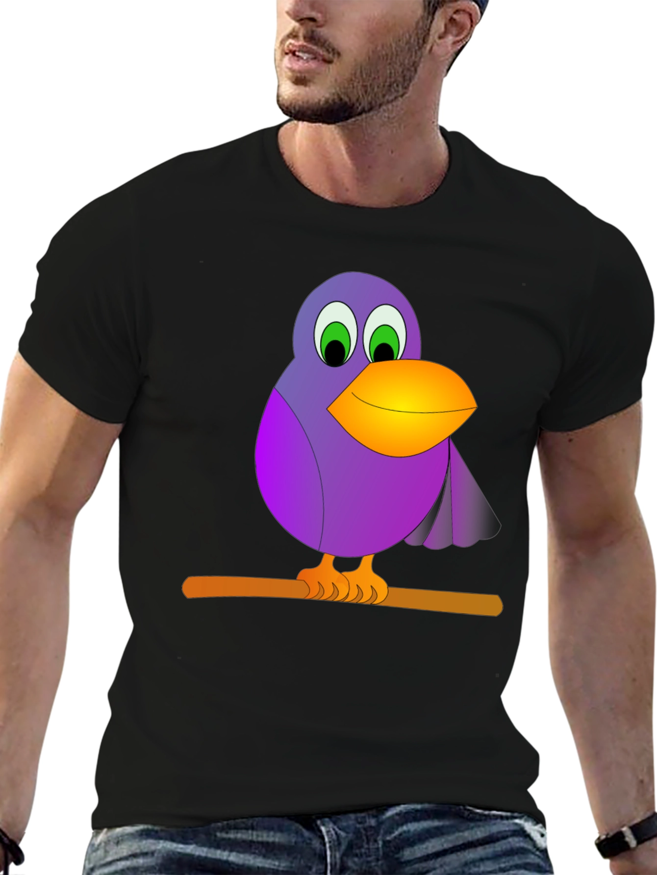 Bird on Branch Graphic Tee - Black T-Shirt