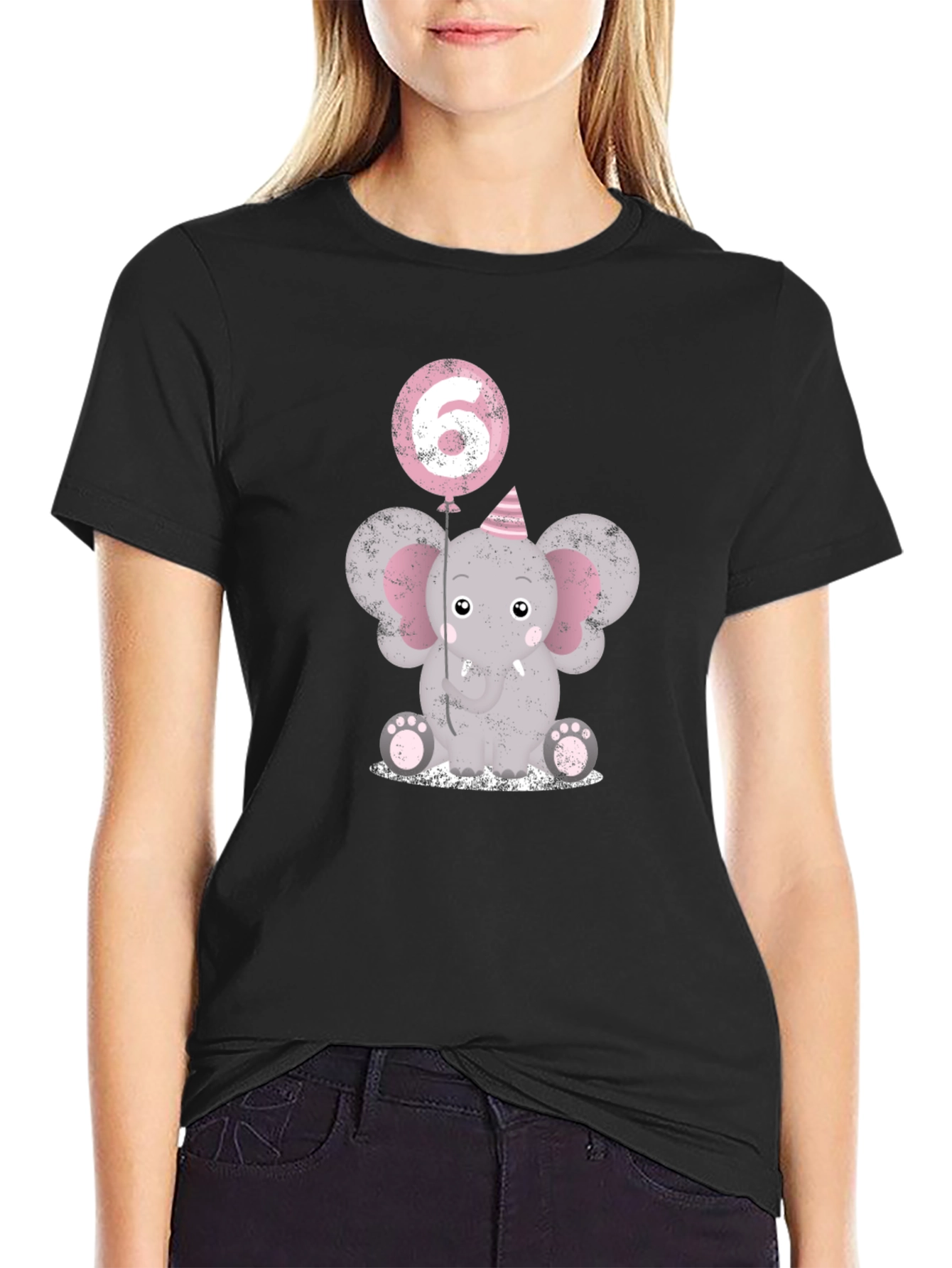 Cute Elephant 6th Birthday Party T-Shirt