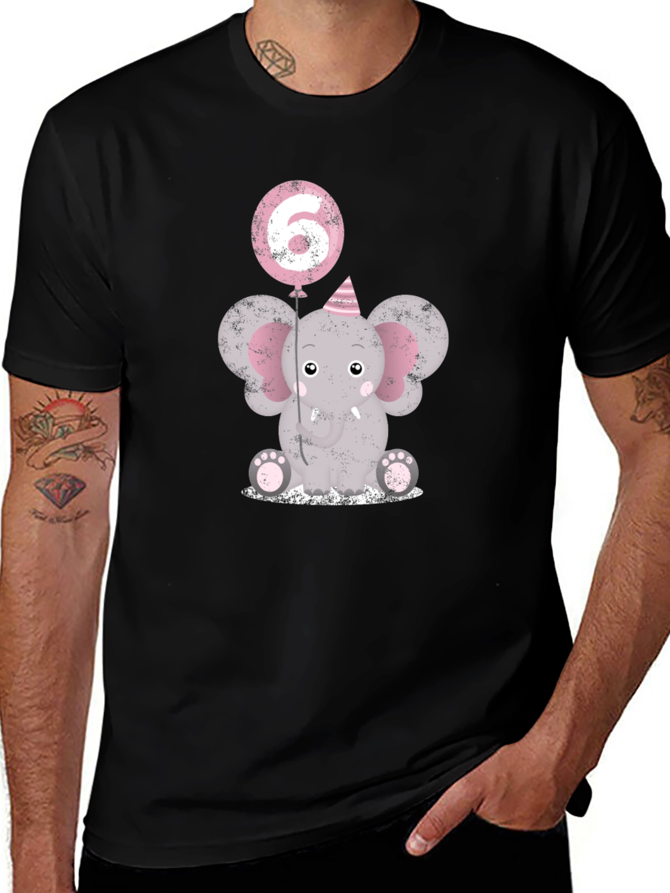 Cute Elephant 6th Birthday Party T-Shirt