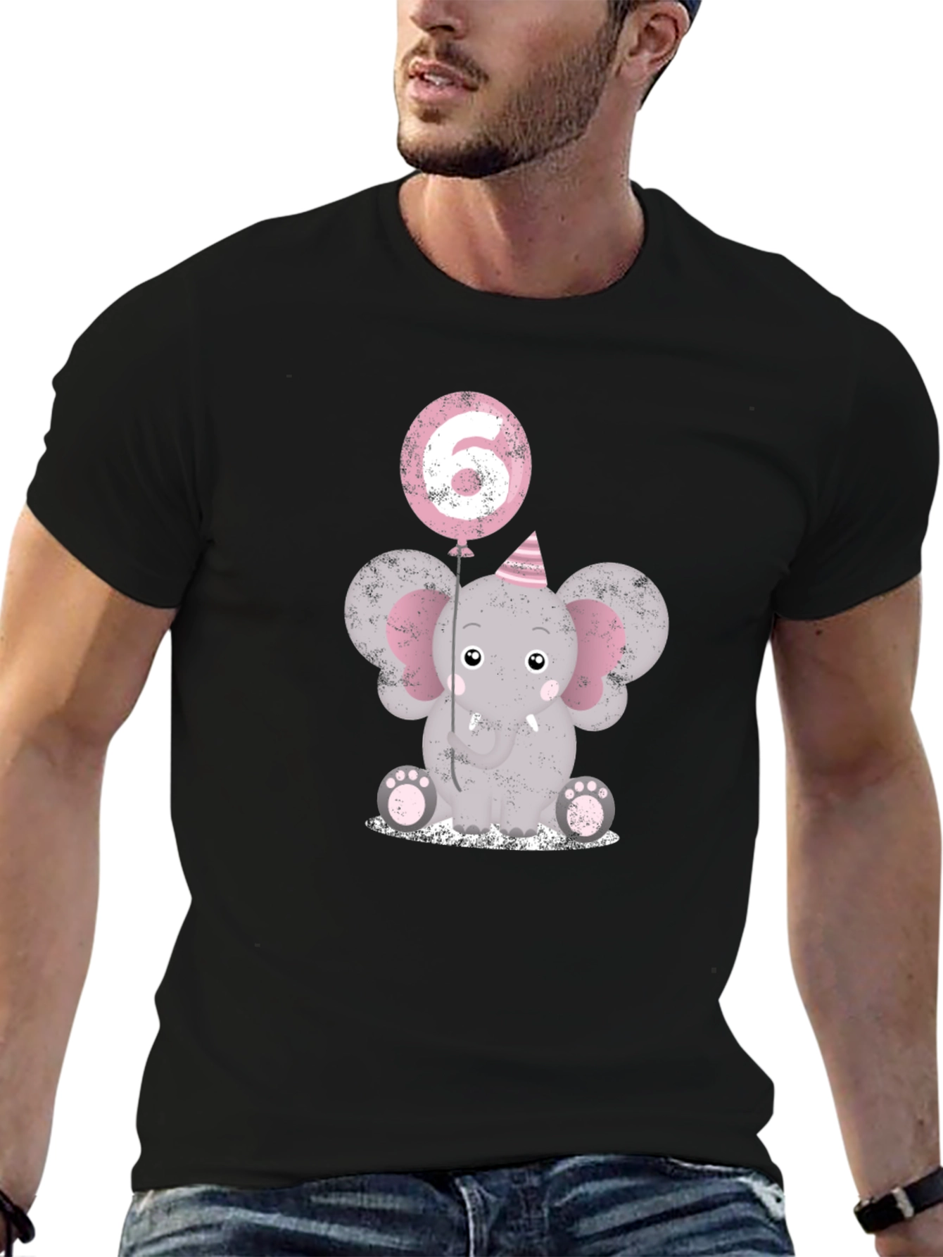 Cute Elephant 6th Birthday Party T-Shirt