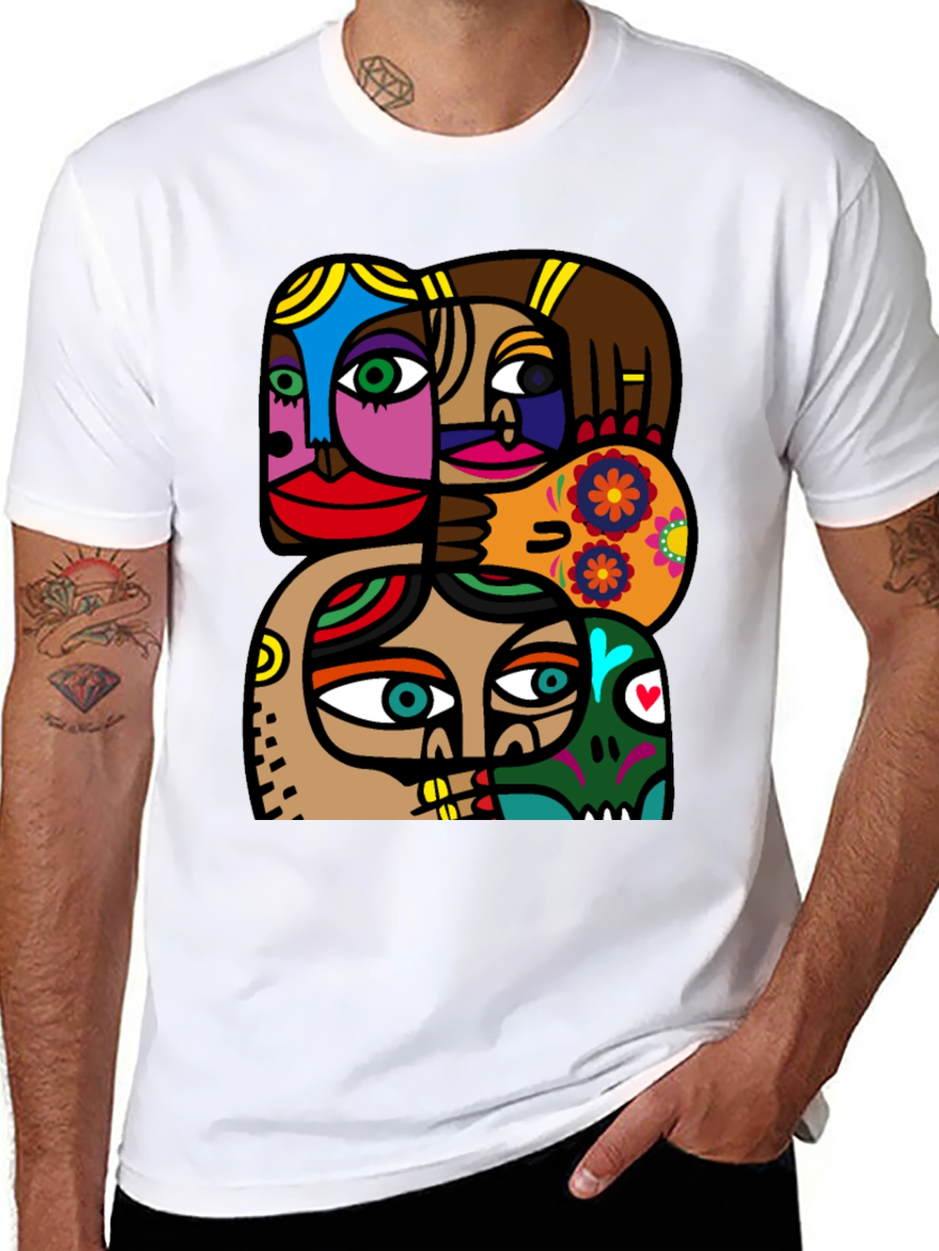 Abstract Faces Graphic T-Shirt - Modern Art Tee
