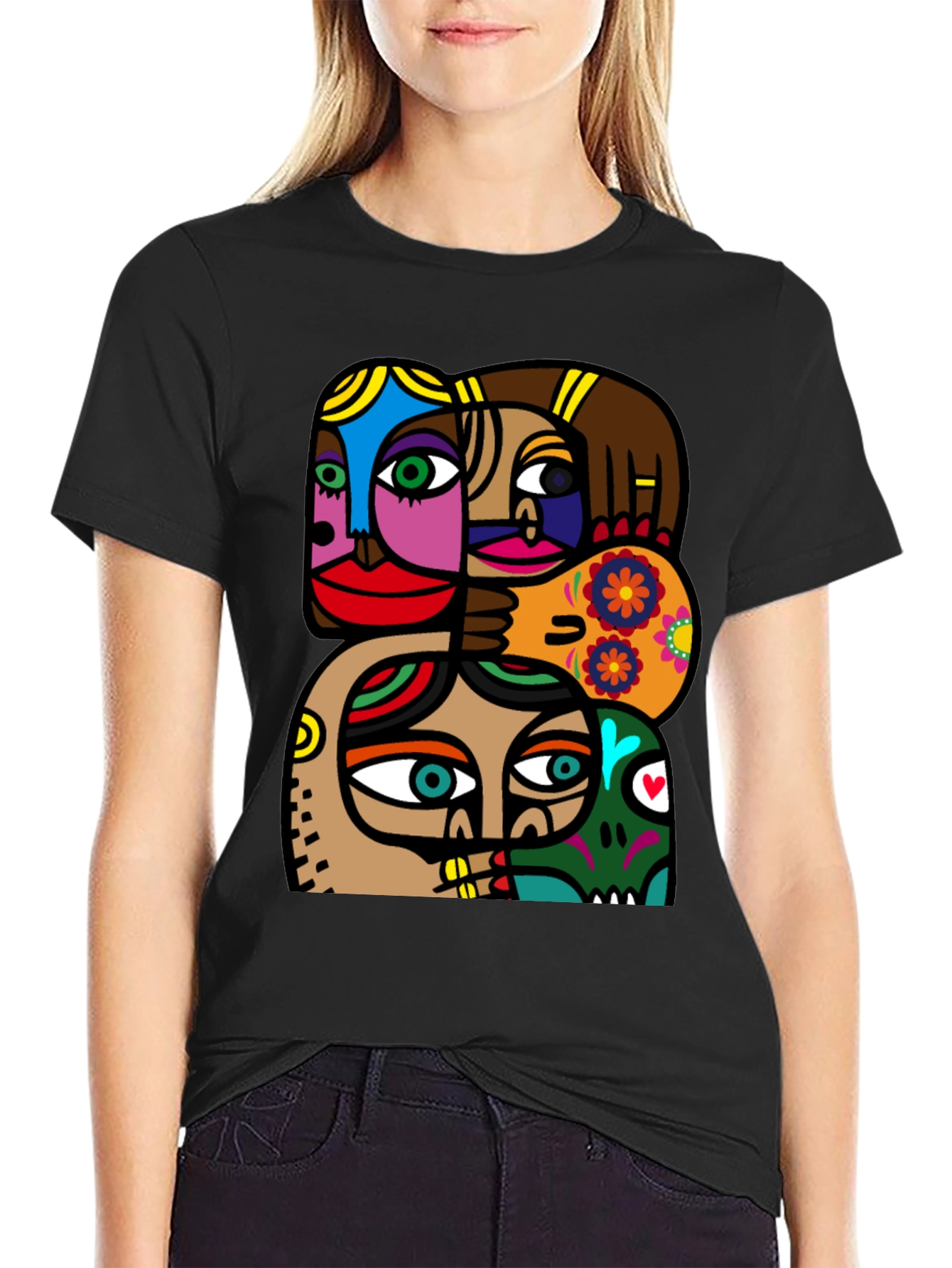 Abstract Faces Graphic T-Shirt - Modern Art Tee