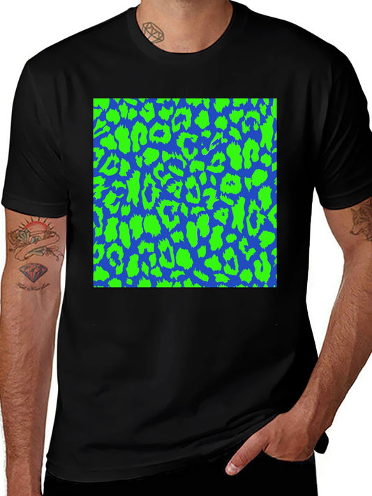 Blue & Green Leopard Print Tee - Bold Style