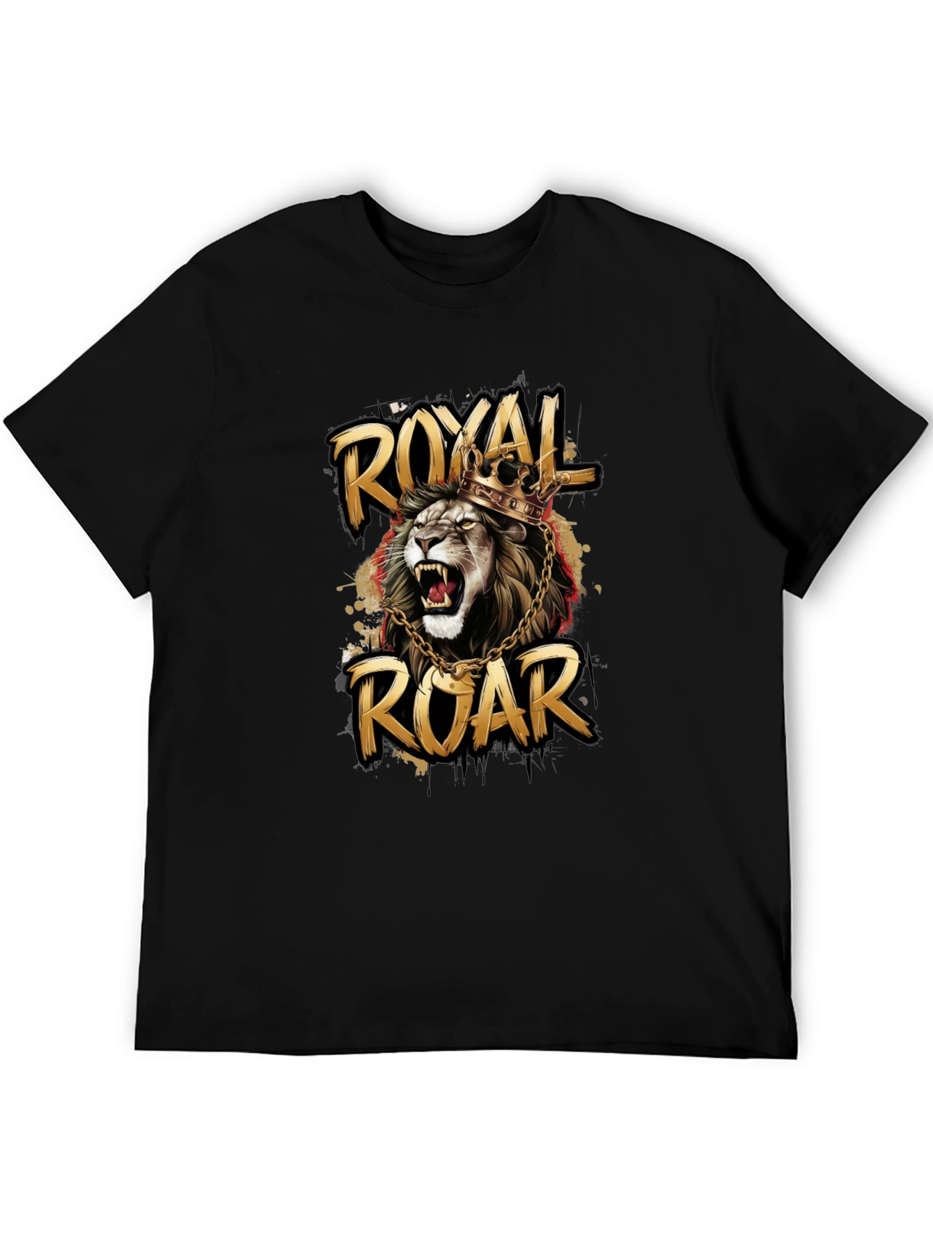 Royal Roar Lion Graphic T-Shirt - Stylish Black Tee