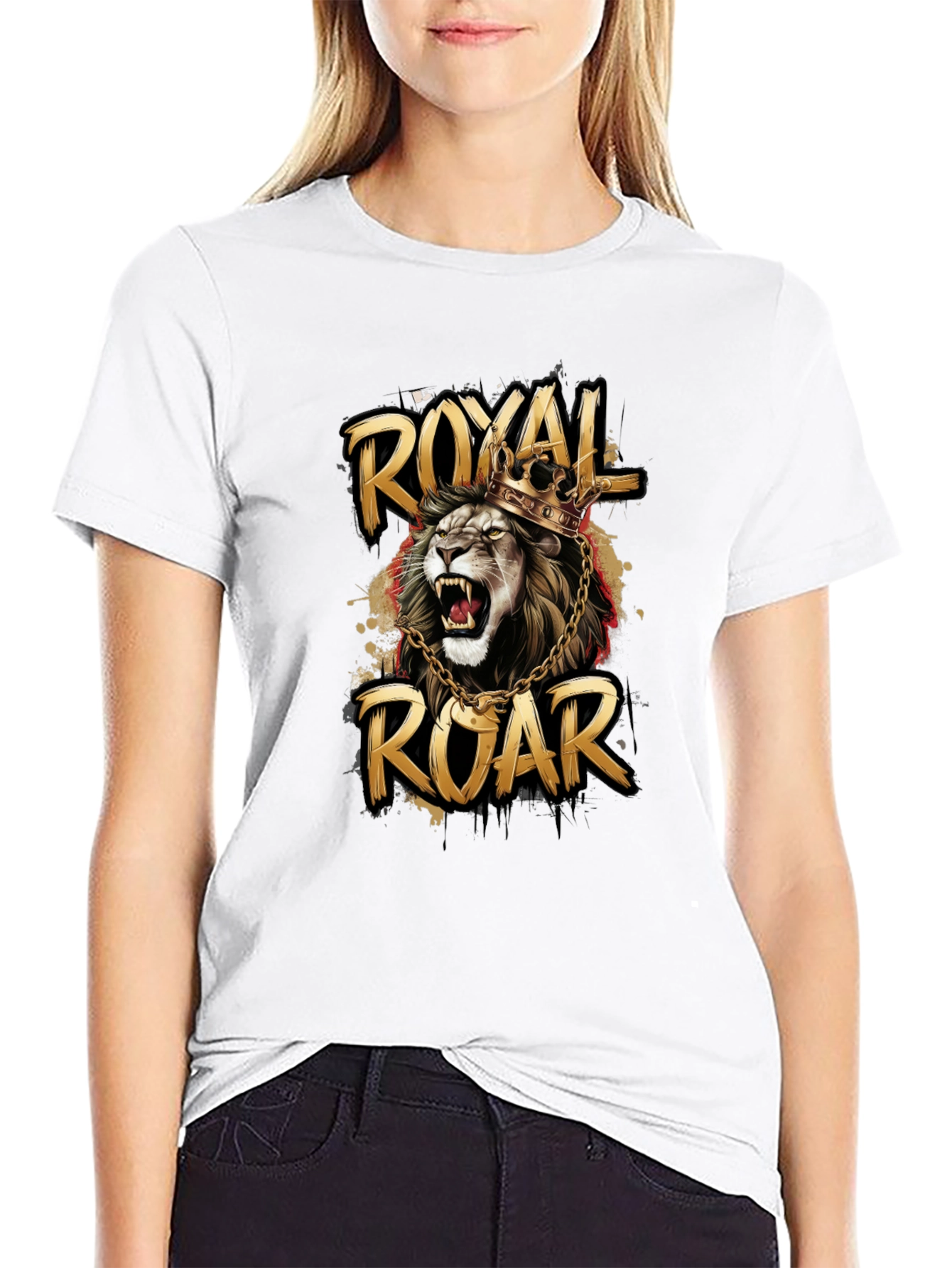 Royal Roar Lion Graphic T-Shirt - Stylish Black Tee