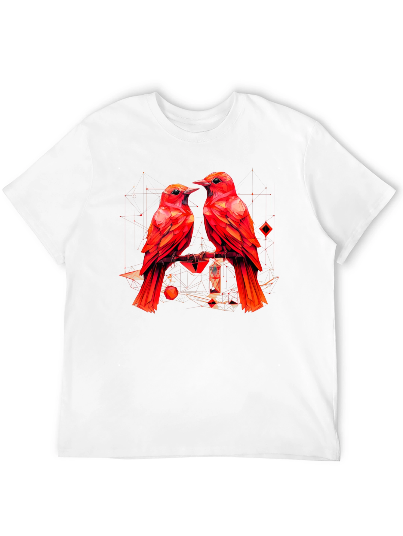 Geometric Bird Print Black T-Shirt