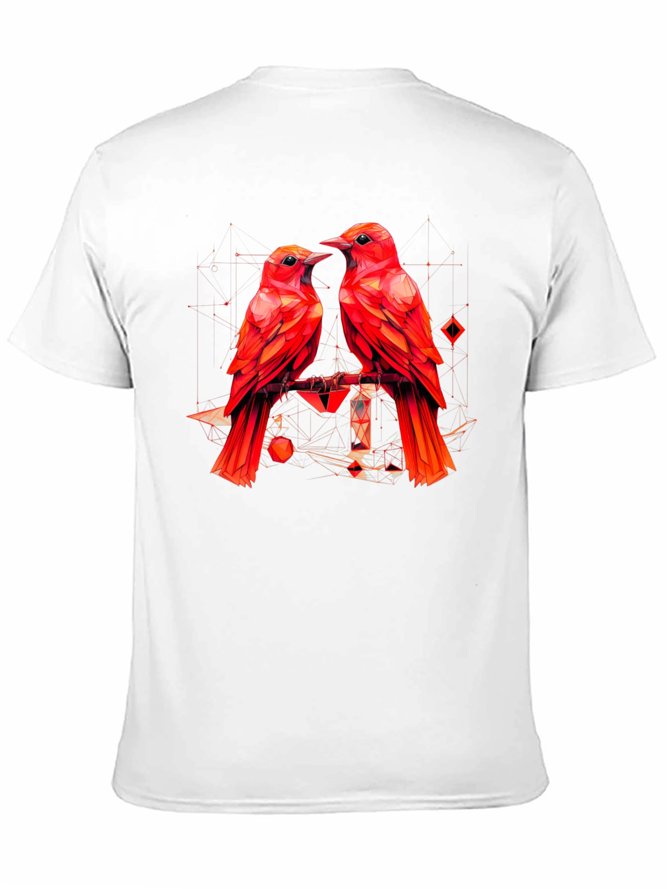 Geometric Bird Print Black T-Shirt