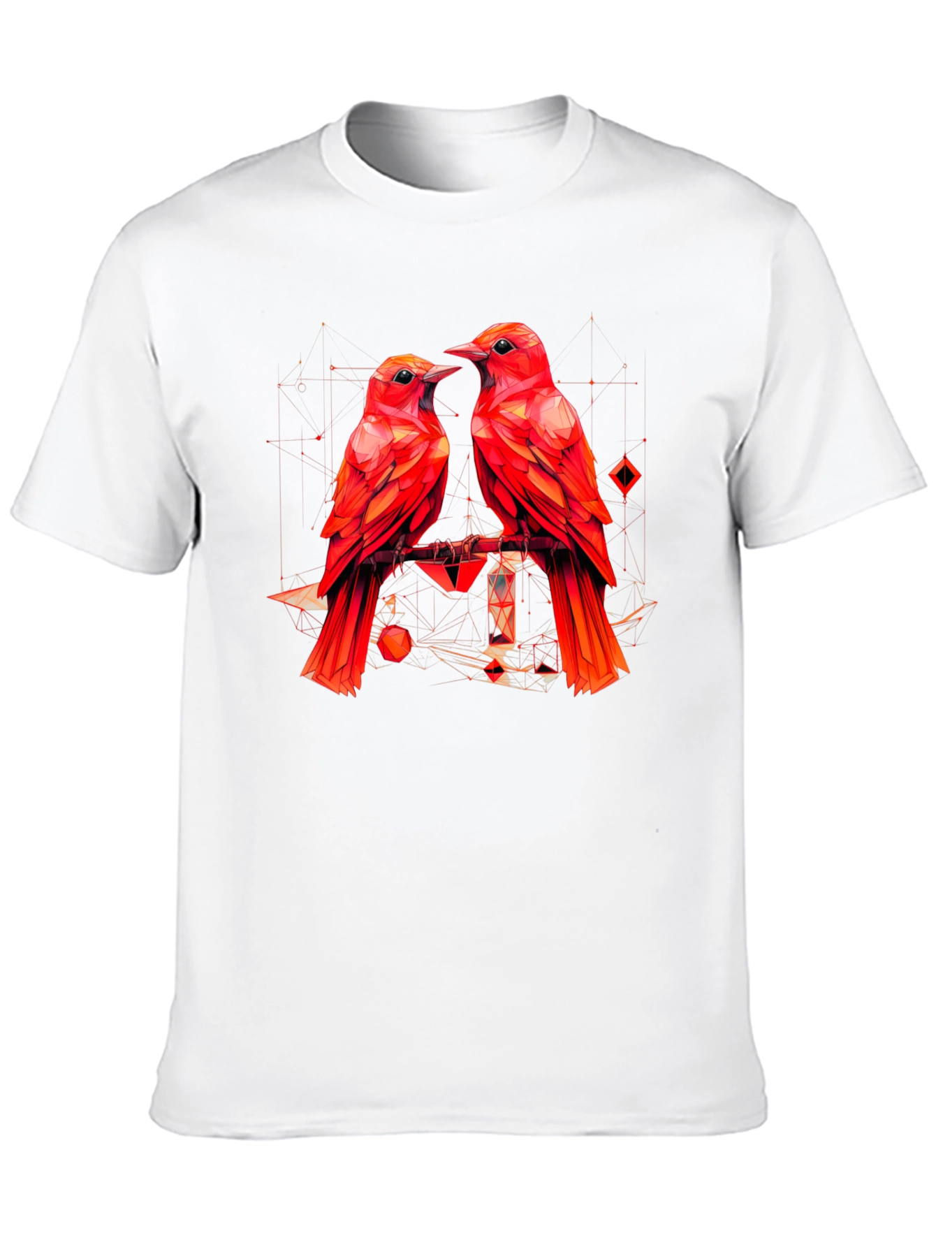 Geometric Bird Print Black T-Shirt