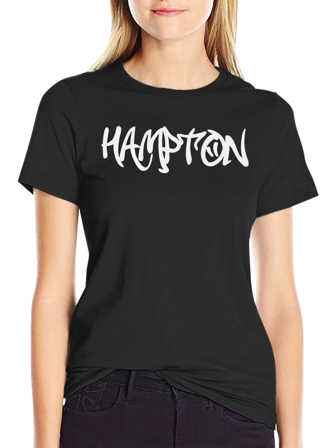 Hampton Graphic Print Mens Black T-Shirt