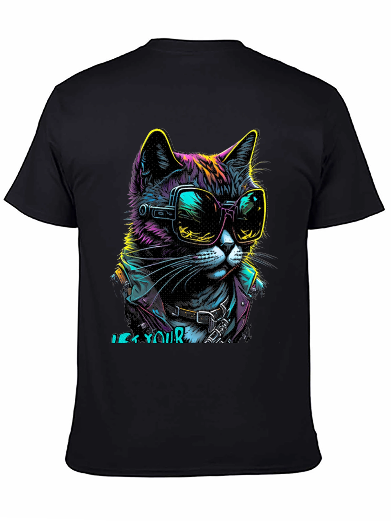 Cool Cat Graphic T-Shirt - Unique Neon Design