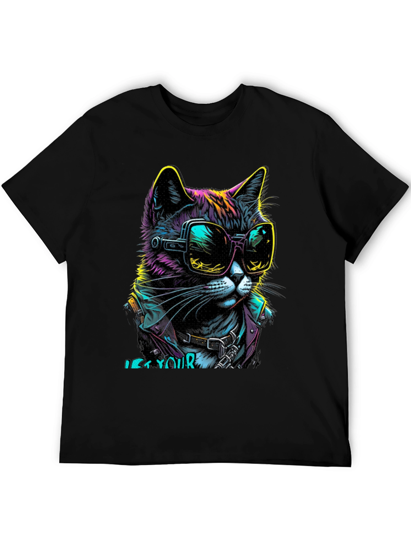 Cool Cat Graphic T-Shirt - Unique Neon Design