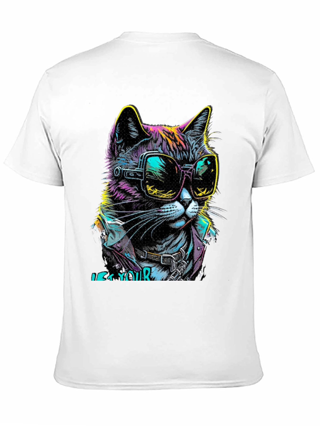 Cool Cat Graphic T-Shirt - Unique Neon Design