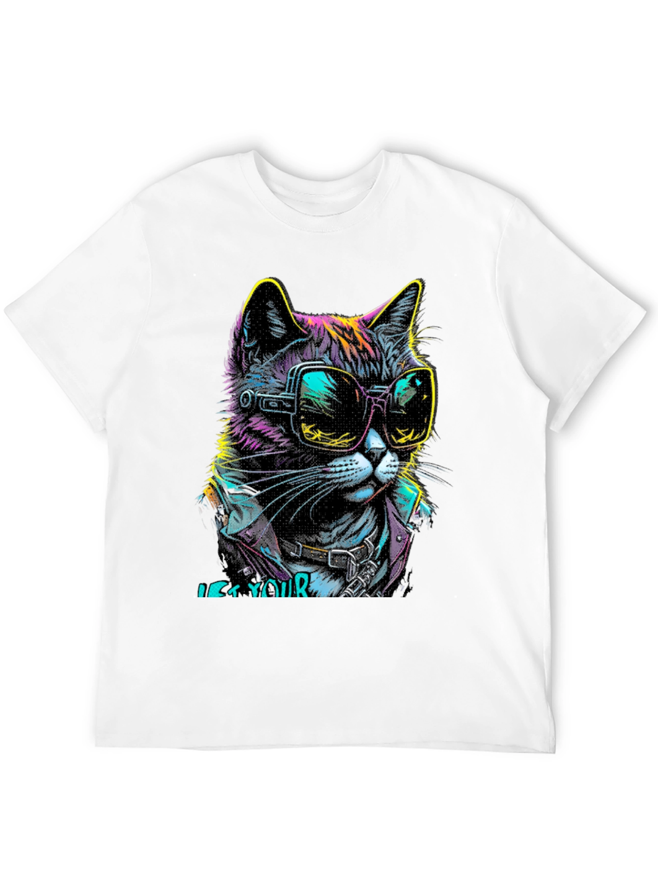 Cool Cat Graphic T-Shirt - Unique Neon Design