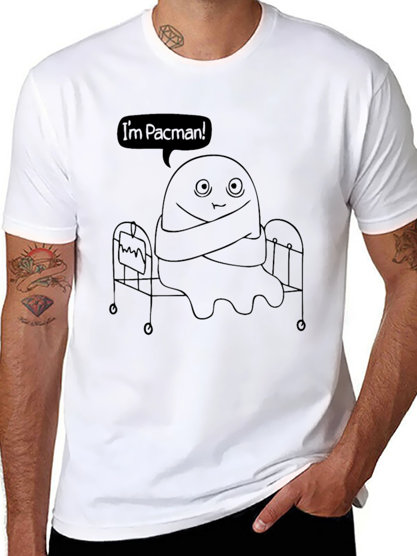 Funny Im Pacman Graphic Black T-Shirt