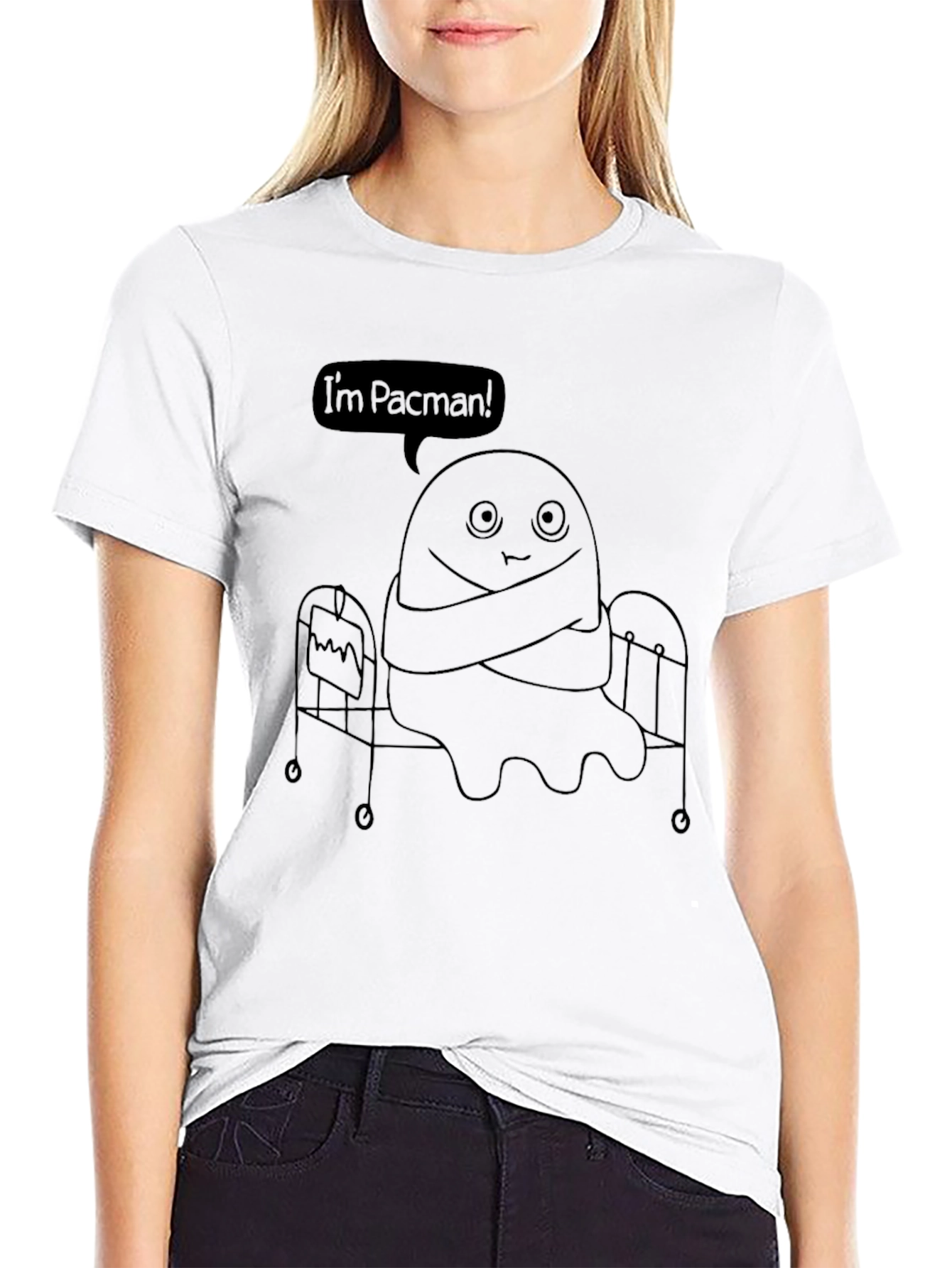 Funny Im Pacman Graphic Black T-Shirt