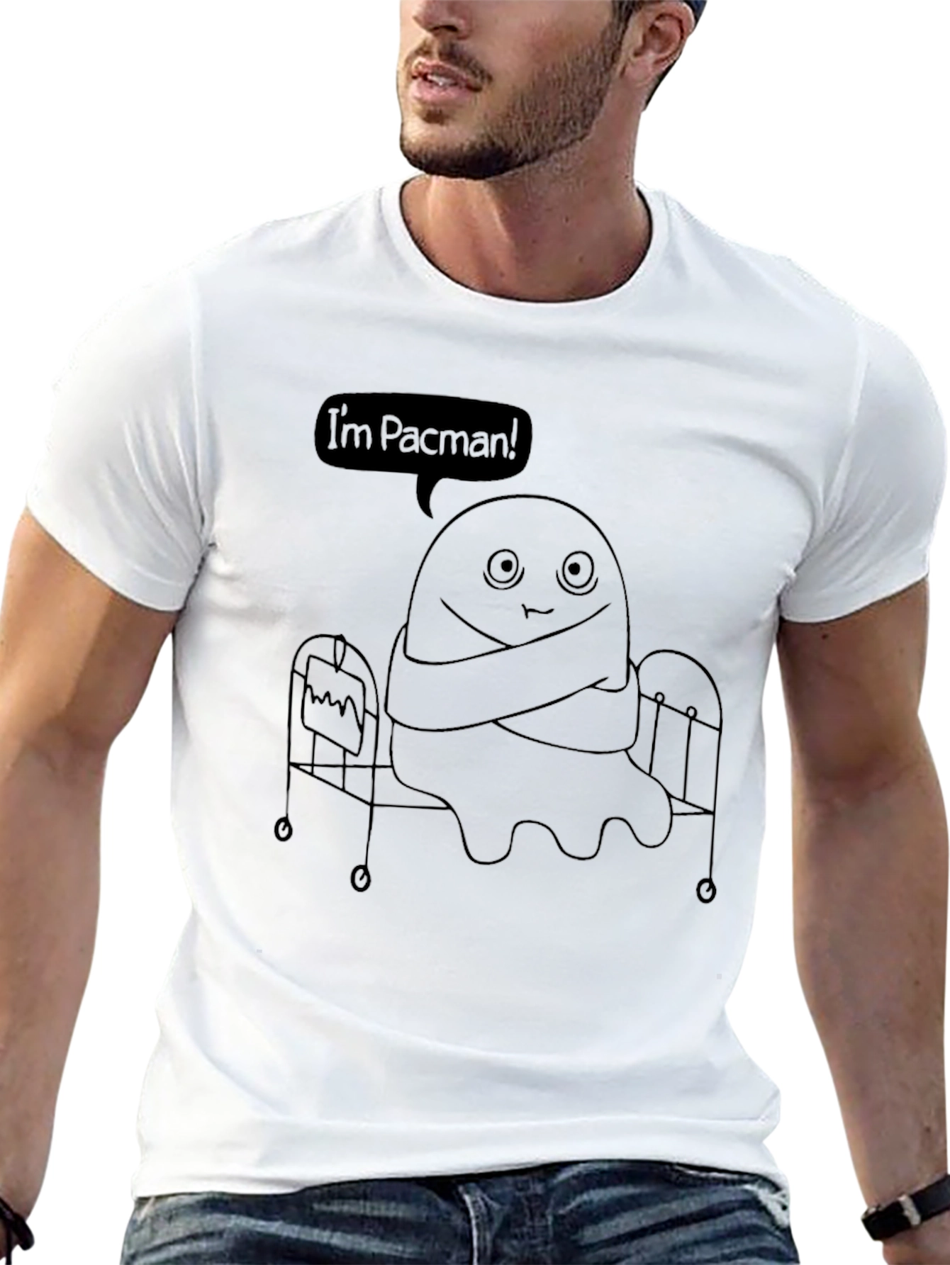 Funny Im Pacman Graphic Black T-Shirt