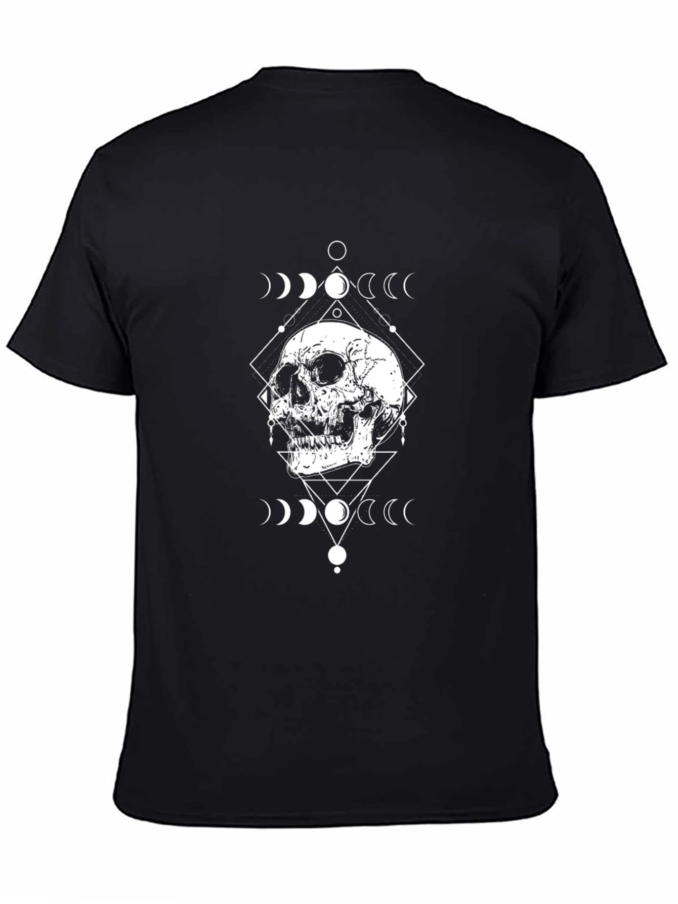 Skull & Moon Phases Graphic Black T-Shirt