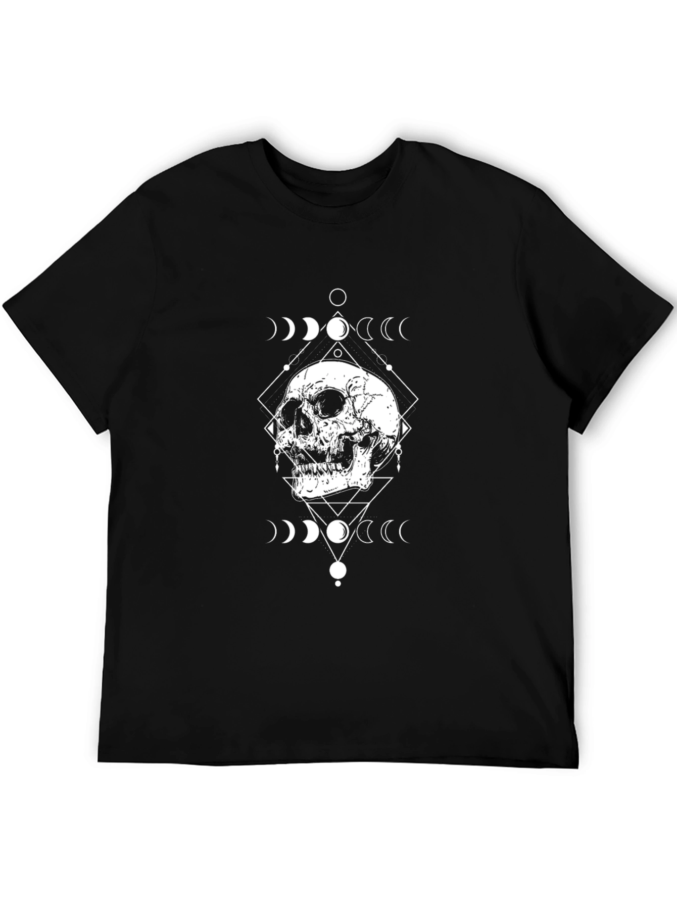 Skull & Moon Phases Graphic Black T-Shirt