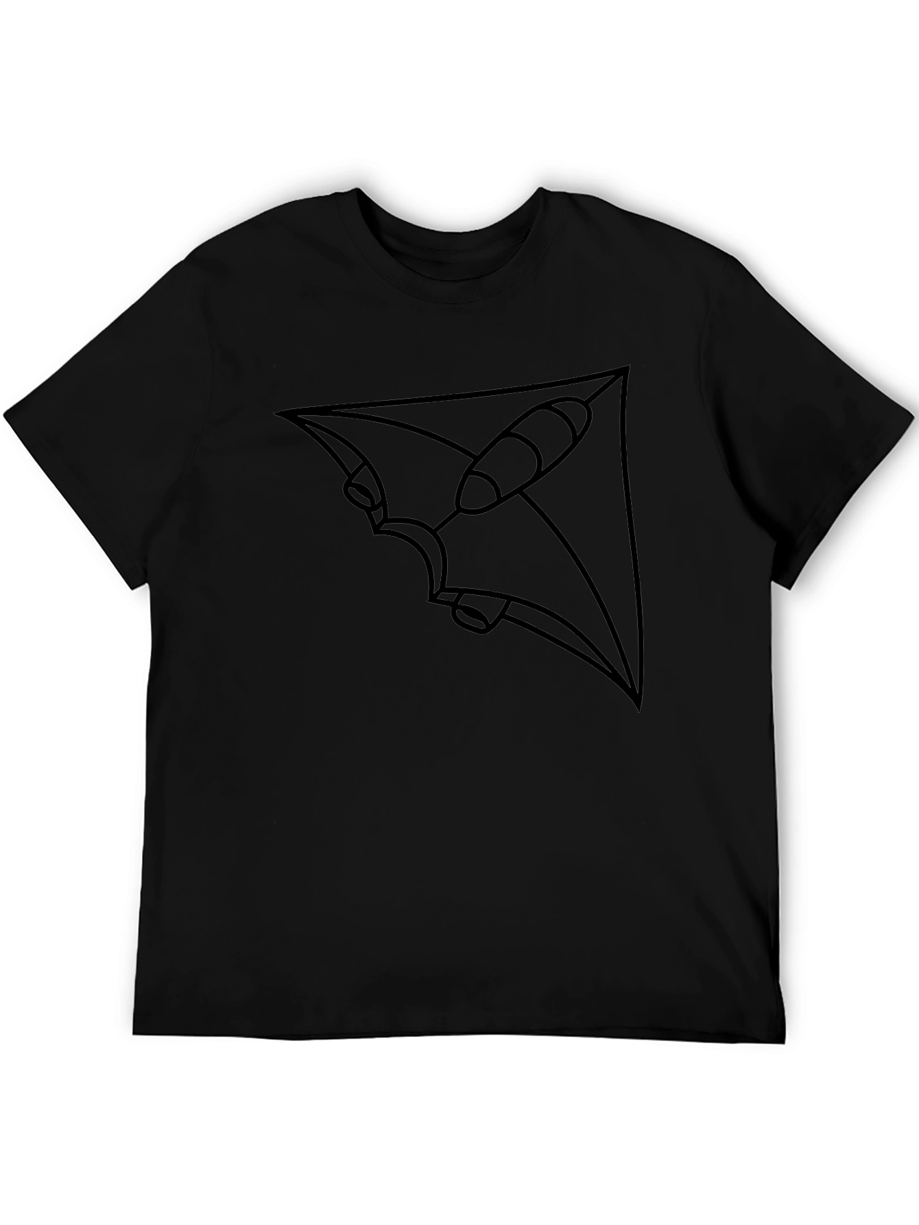Modern Geometric Stingray Graphic Tee - Black