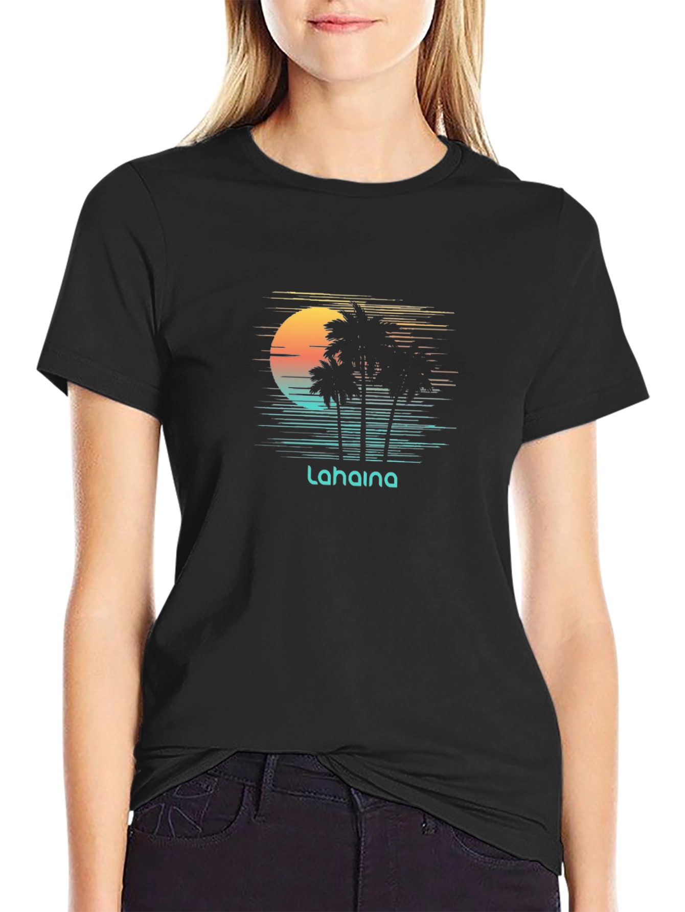 Lahaina Sunset T-Shirt - Tropical Palm Tree Design