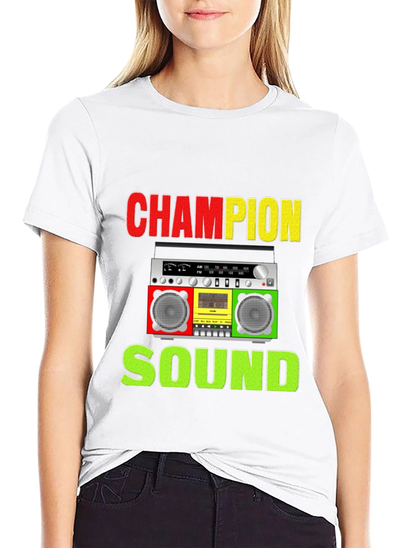 Champion Sound Boombox Graphic Tee - Stylish Music Shirt
