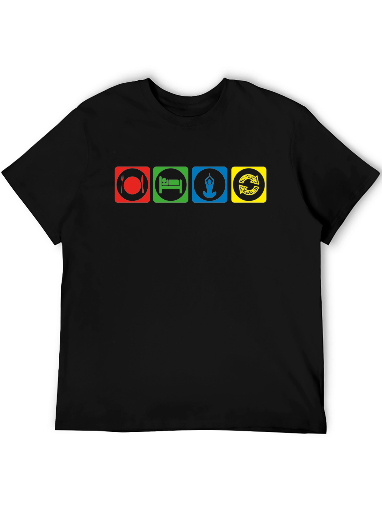 Eat Sleep Yoga Repeat Graphic T-Shirt - Black