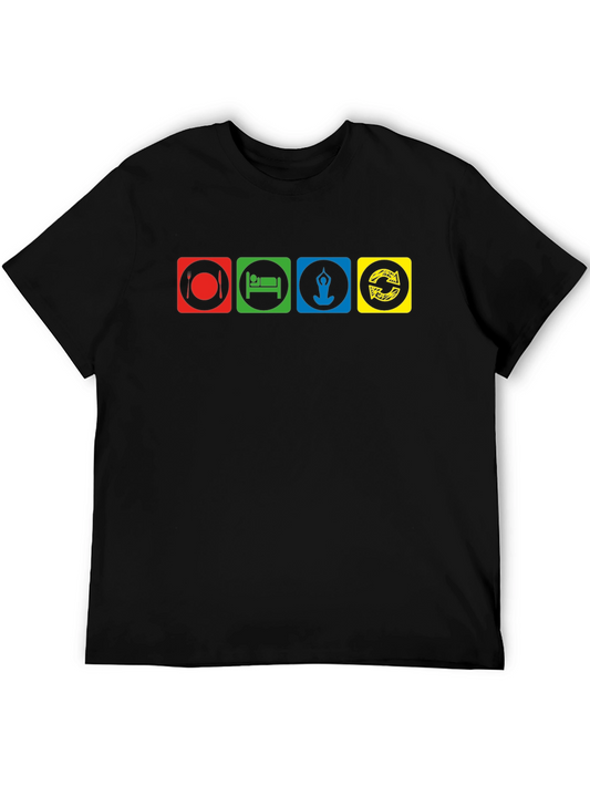 Eat Sleep Yoga Repeat Graphic T-Shirt - Black
