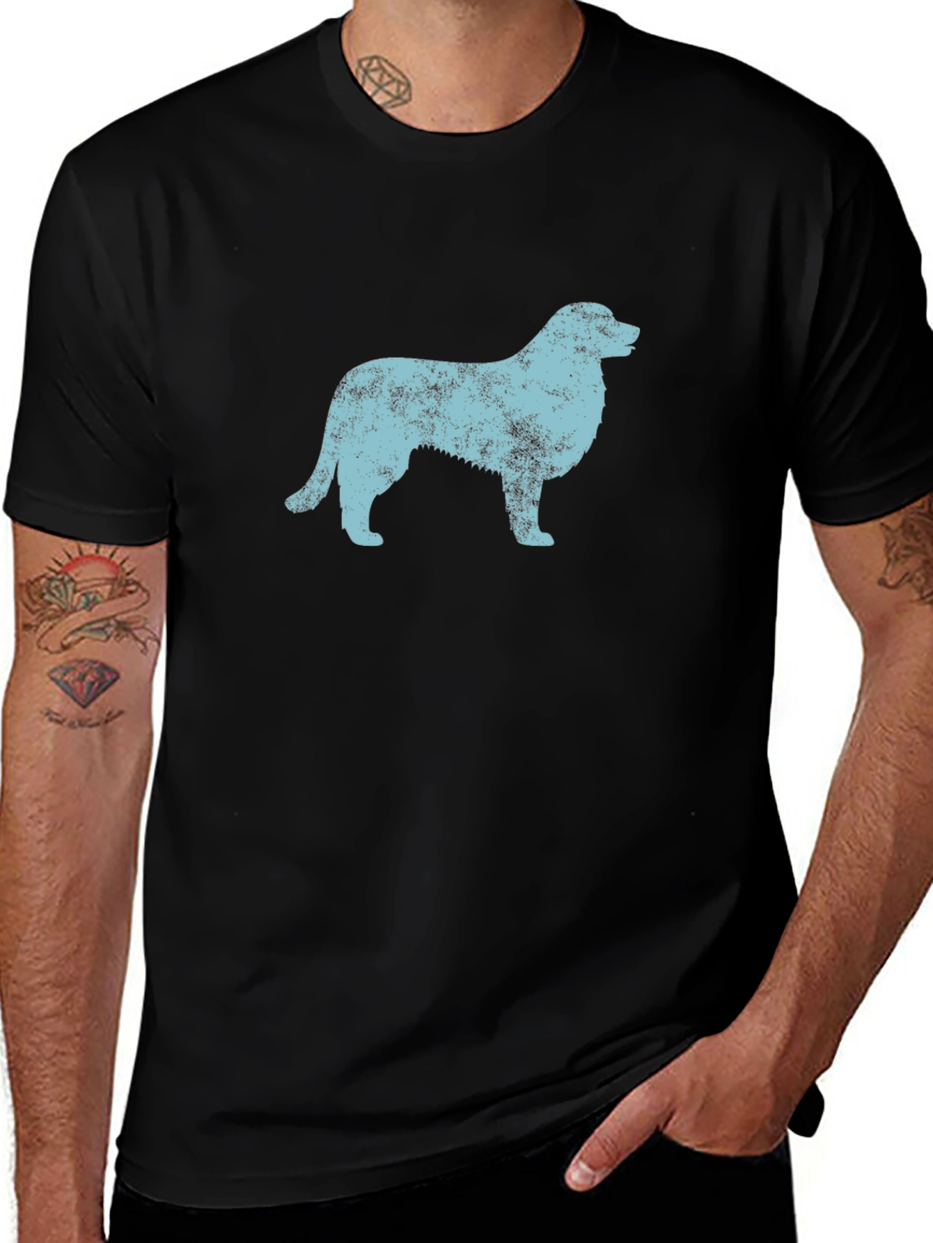 Dog Silhouette Graphic Black T-Shirt