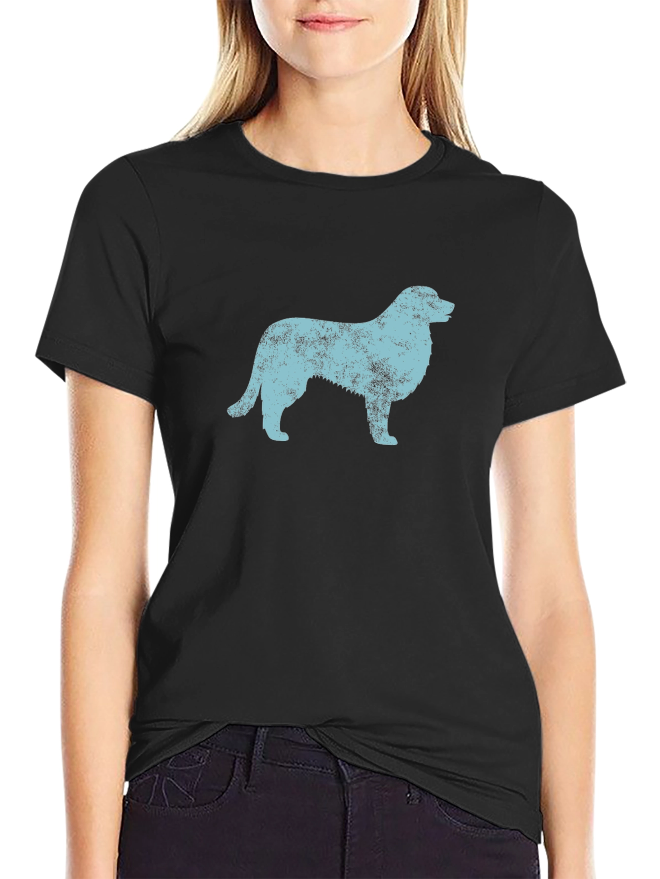 Dog Silhouette Graphic Black T-Shirt