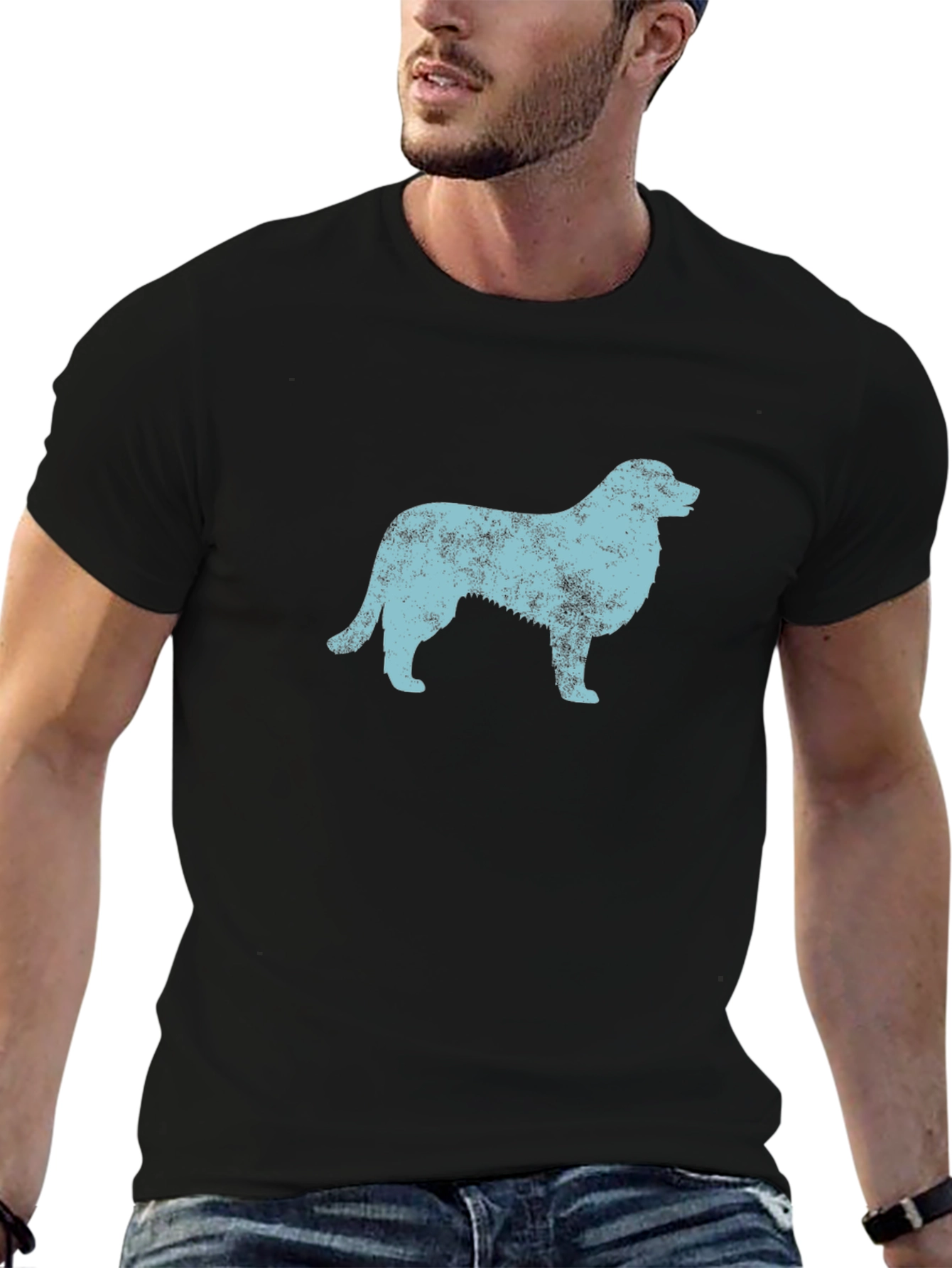 Dog Silhouette Graphic Black T-Shirt