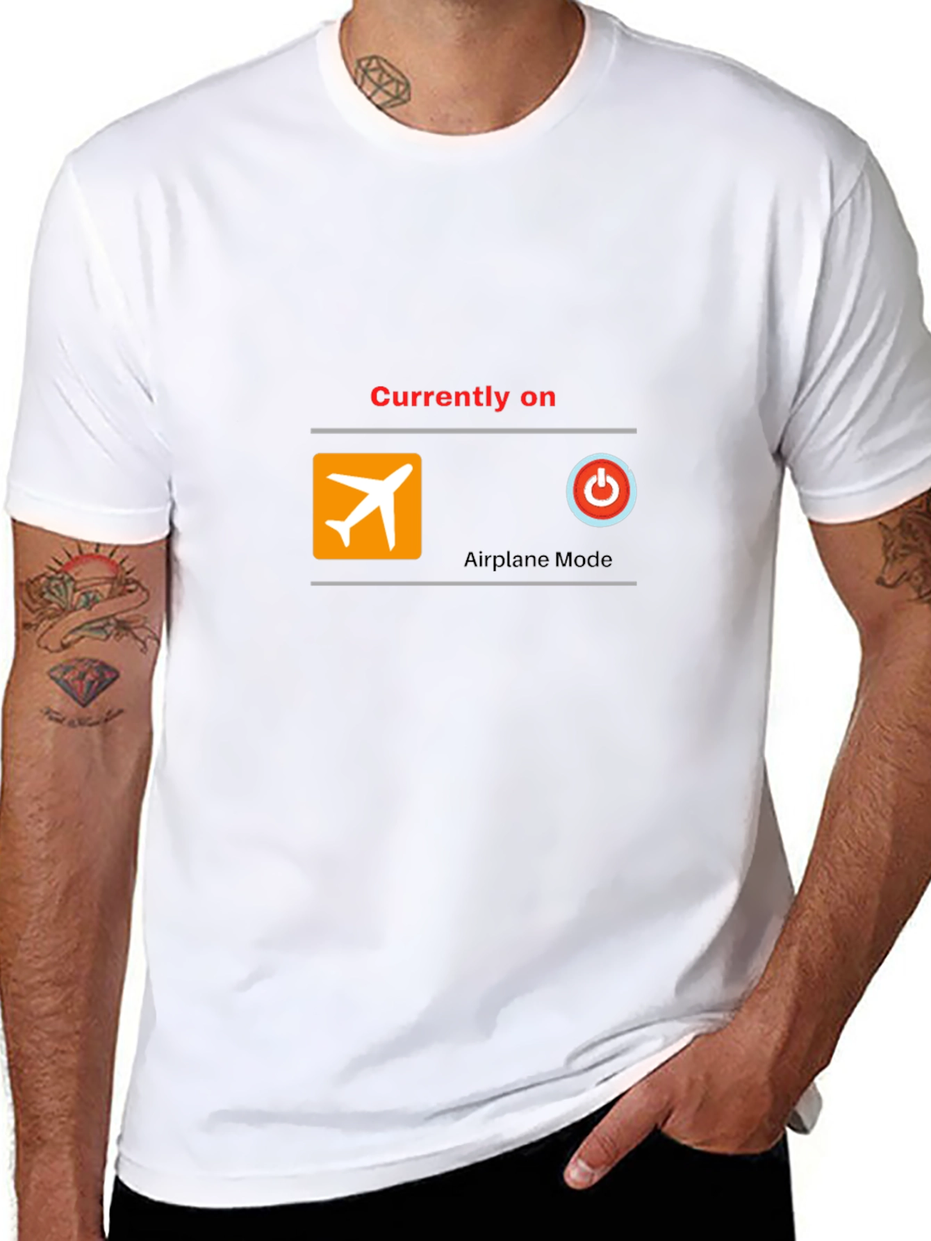 Airplane Mode On T-Shirt - Black Cotton Blend