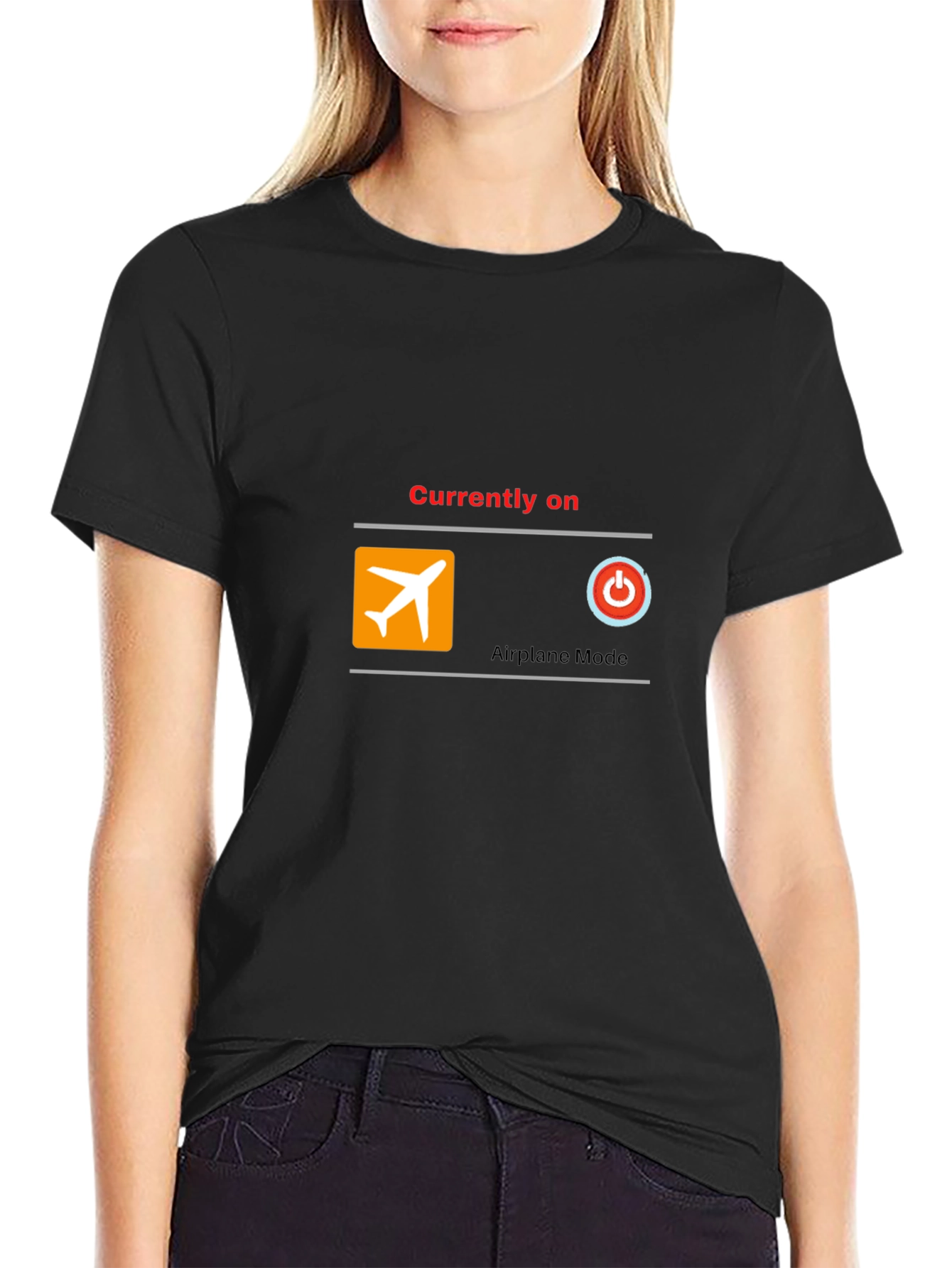 Airplane Mode On T-Shirt - Black Cotton Blend