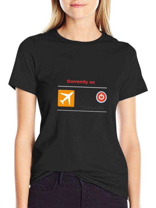 Airplane Mode On T-Shirt - Black Cotton Blend