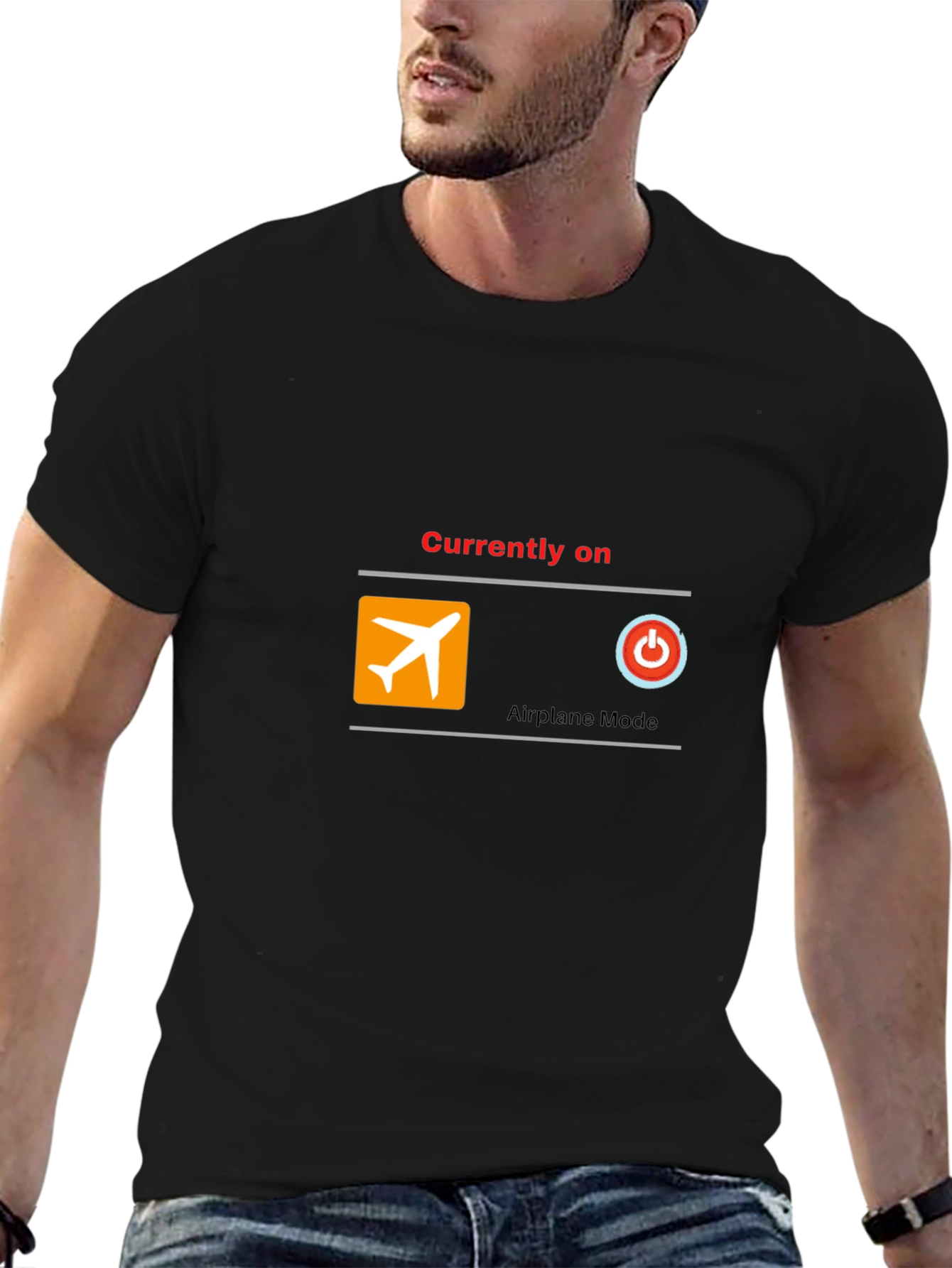 Airplane Mode On T-Shirt - Black Cotton Blend