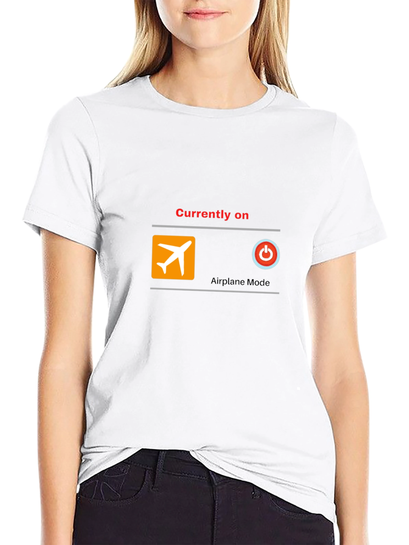 Airplane Mode On T-Shirt - Black Cotton Blend