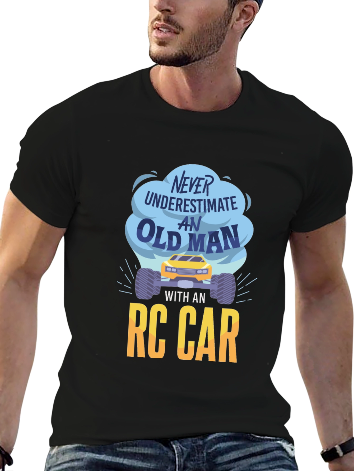 Never Underestimate An Old Man RC Car Graphic Tee