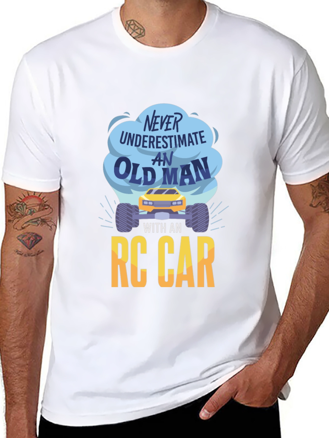 Never Underestimate An Old Man RC Car Graphic Tee