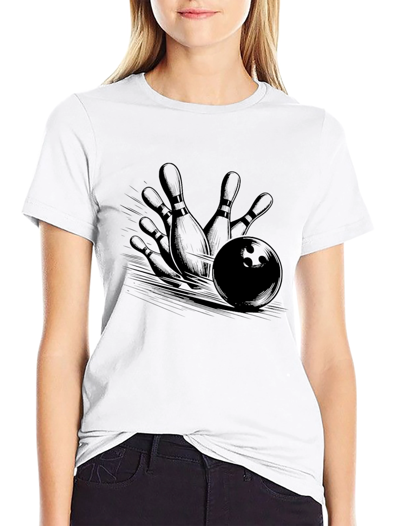 Bowling Strike Graphic Tee - Mens Black T-Shirt