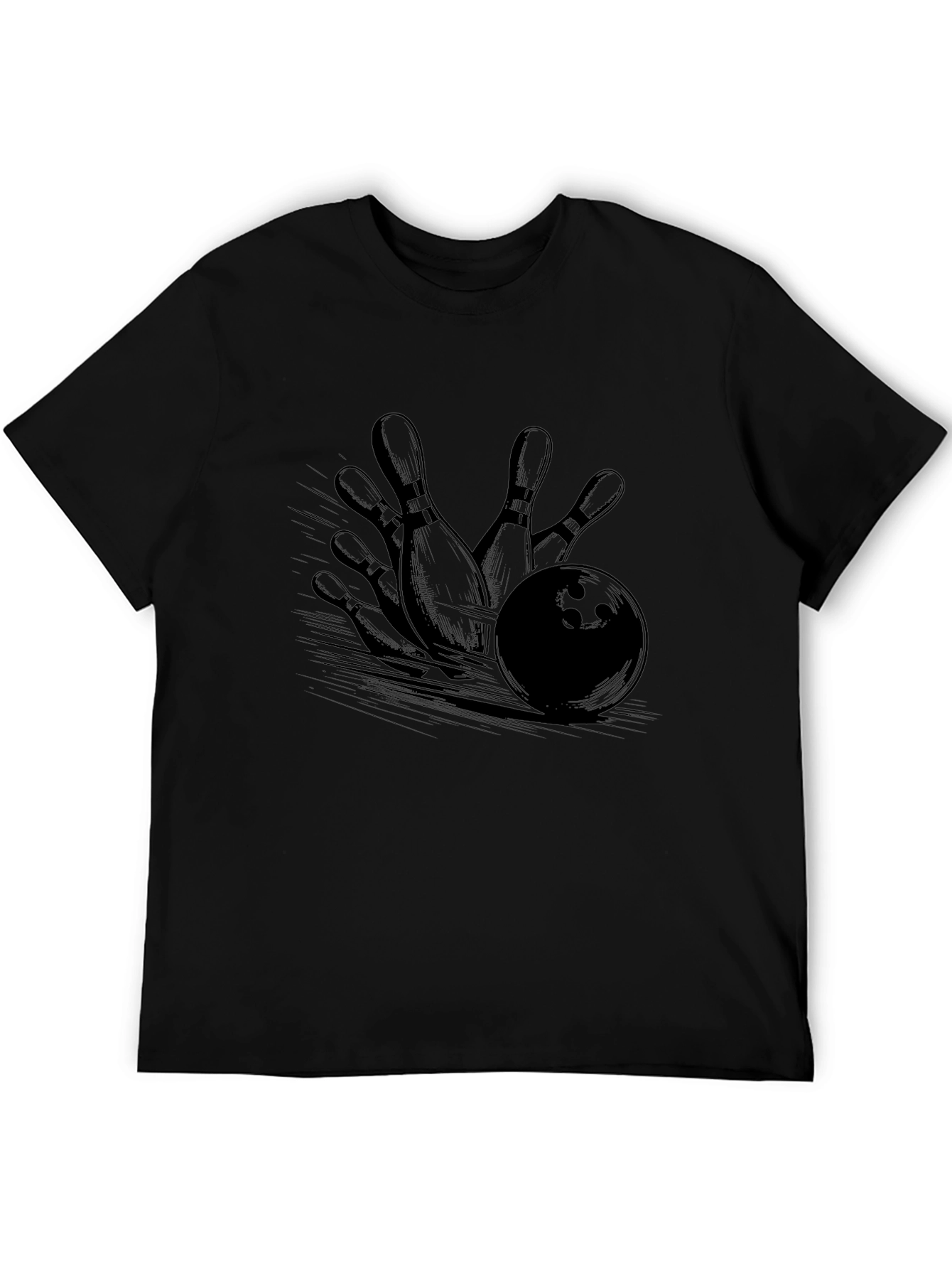 Bowling Strike Graphic Tee - Mens Black T-Shirt