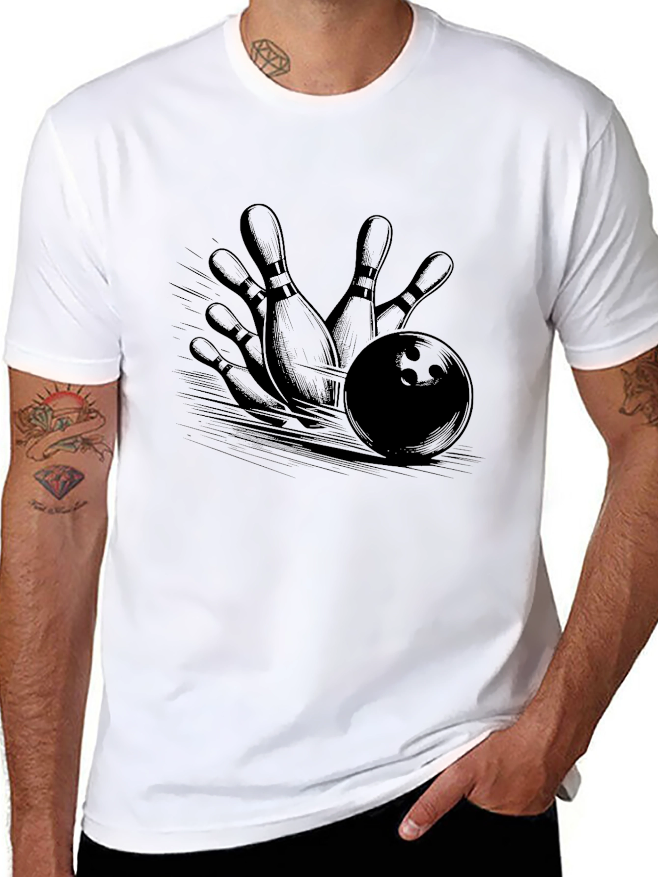 Bowling Strike Graphic Tee - Mens Black T-Shirt