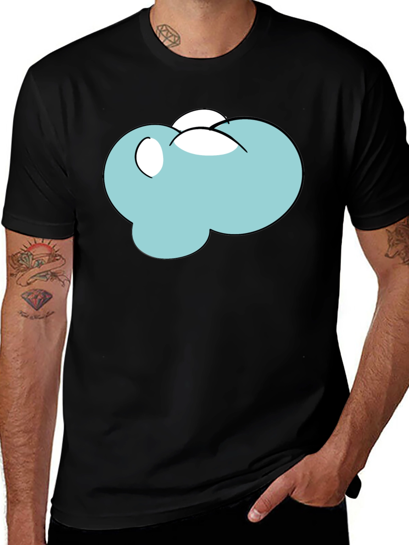 Cartoon Cloud Black T-Shirt