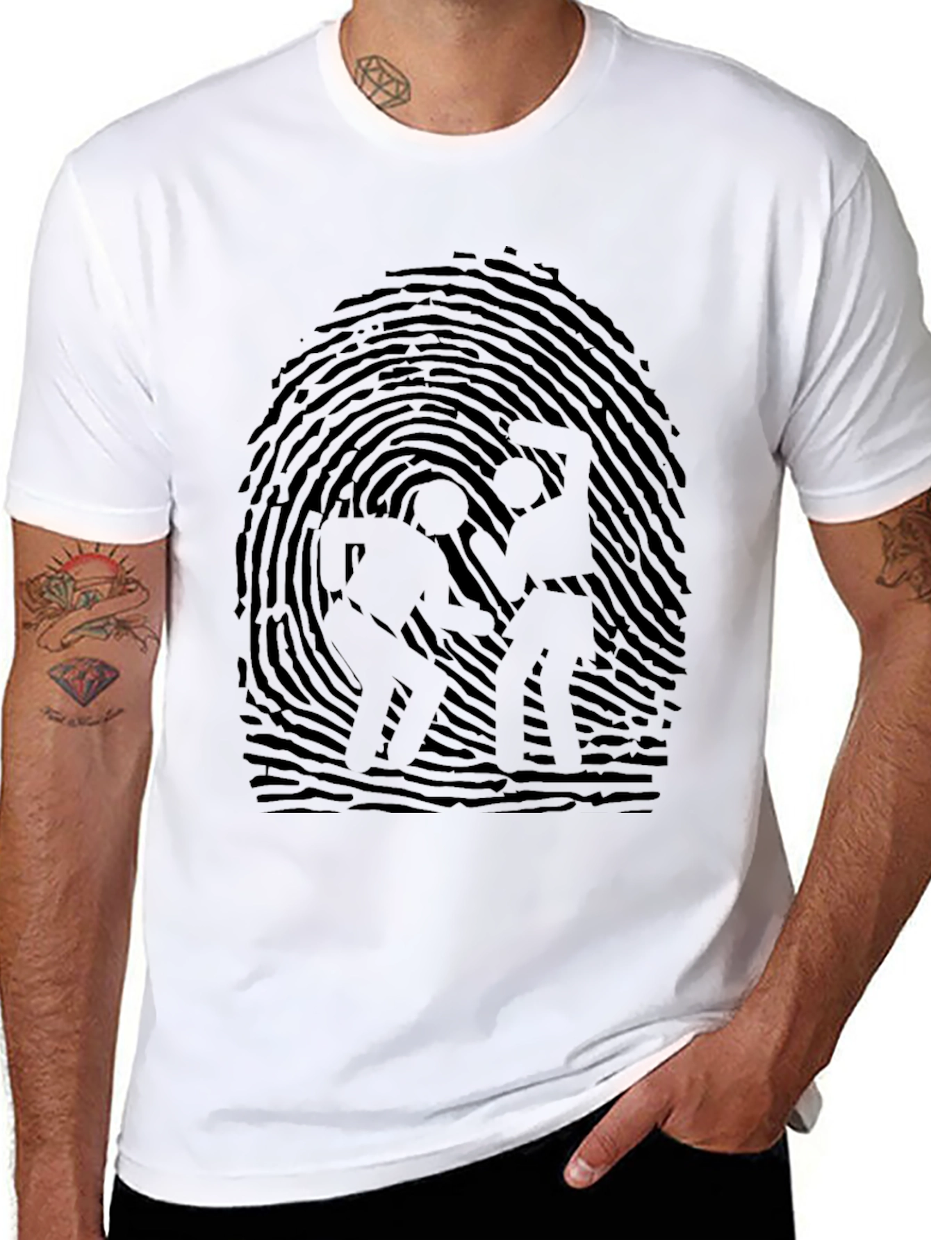 Black T-Shirt with Fingerprint Design